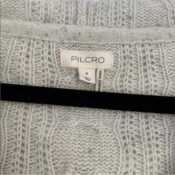 :Price Firm: Anthropologie Crop Cable Cashmere Cardigan Hoodie in Light Gray - Picture 7 of 9